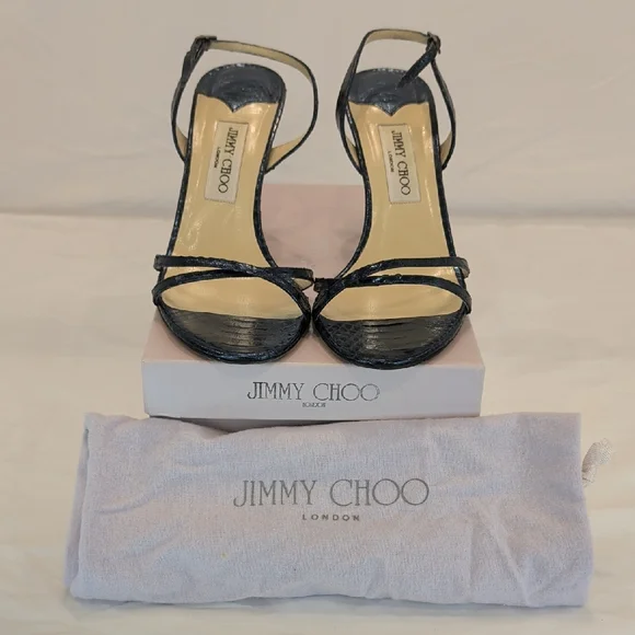 Jimmy Choo Blue Metallic Heels. Size 40.5. - Picture 1 of 7
